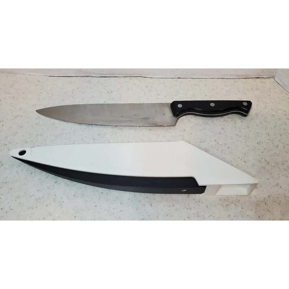 Pampered Chef 8” Chef’s Knife w Built-In Sharpening Sheath Retired Discontinued